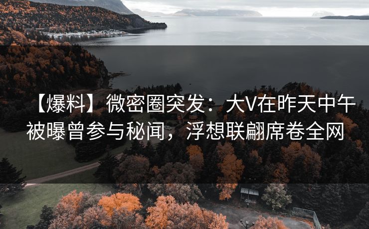 【爆料】微密圈突发：大V在昨天中午被曝曾参与秘闻，浮想联翩席卷全网