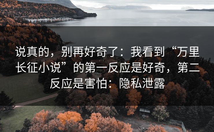 说真的，别再好奇了：我看到“万里长征小说”的第一反应是好奇，第二反应是害怕：隐私泄露