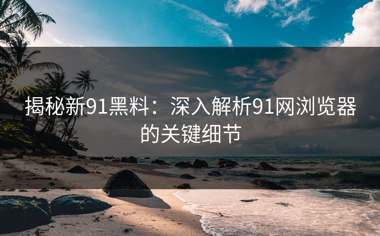揭秘新91黑料：深入解析91网浏览器的关键细节